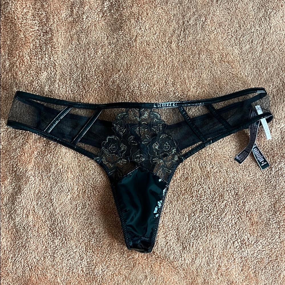 Victoria's Secret Black Sheer Lace Thong